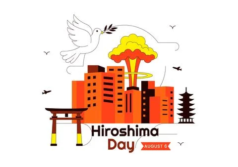Hiroshima Day Vector Illustration Featuring Peace Dove, Nuclear Remembrance.. Stock Illustration