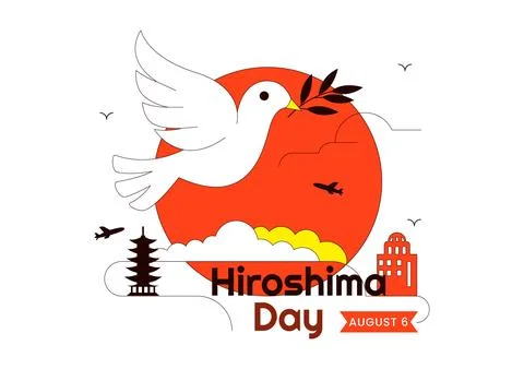 Hiroshima Day Vector Illustration Featuring Peace Dove, Nuclear Remembrance.. Stock Illustration