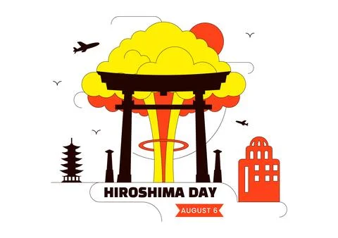 Hiroshima Day Vector Illustration Featuring Peace Dove, Nuclear Remembrance.. イラスト素材