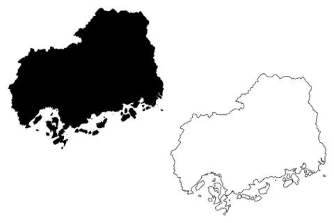 Hiroshima Prefecture map vector.... Illustrazione stock