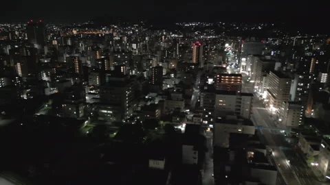 Hiroshima Skyline at night from above Stock Footage 283364834