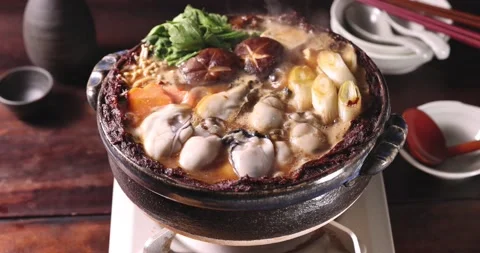 Hiroshima style oyster stew Stock Footage 239409823
