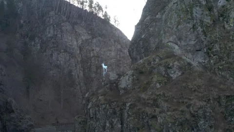 Hirschsprung - ein Hirsch auf einem Felsen Stock Footage 293646531