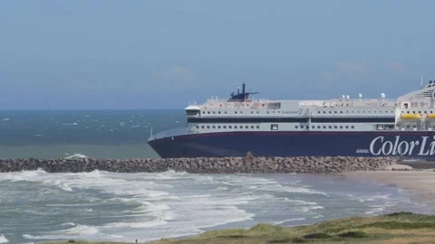 Hirthals, Denmark - July 06, 2026: Color line superspeed 2 at hirtshals port Stock-Footage 338329773