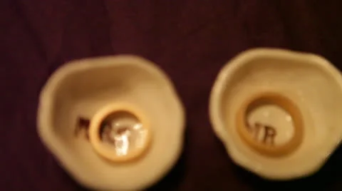 His and Hers reception shells and rings, close-up Video stock 26139025