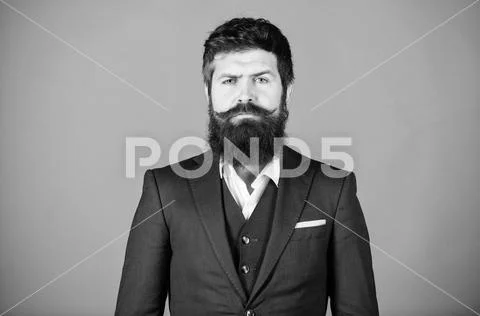 His designs are in demand. formal fashion. Stylish PR-specialist. Mature hipster Stock Photos
