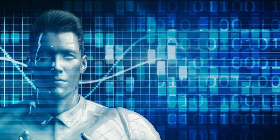 Hispanic Business Man Using Data Analytics Technology 스톡 일러스트