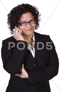 Hispanic Businesswoman at Talking on the Cell Phone Stock Photos