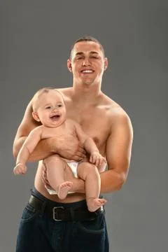 Hispanic father and son Stock Photos