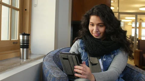 Hispanic female with tablet Stock Footage 48509492