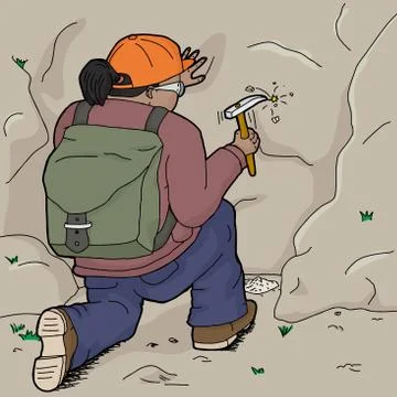 Hispanic Geologist Chiseling Samples Illustrazione stock