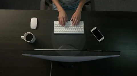 Hispanic Girl Types at Computer (4K) Stock Footage 56347416