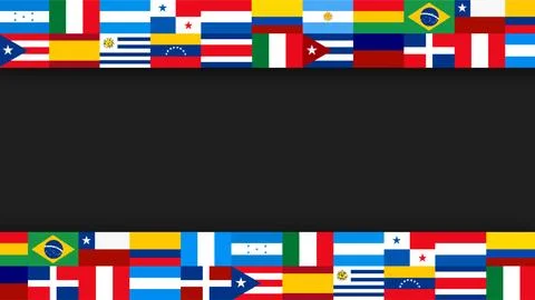 Hispanic Heritage Month background with Latin American flags border and cen.. Stock Illustration