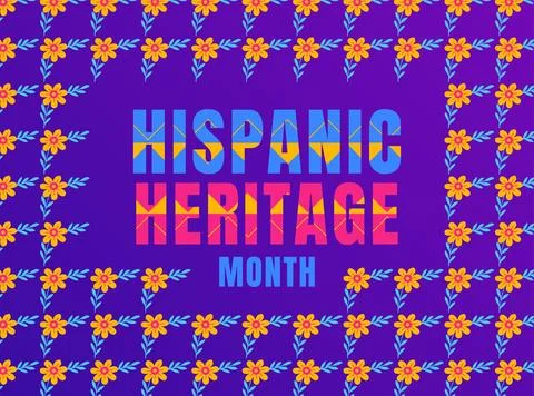 Hispanic heritage month bold typography with floral ethnic pattern Illustrazione stock