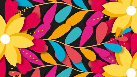 Hispanic Heritage Month Floral Pattern Motion Background with Mexican Style.. Stock Footage 346348732