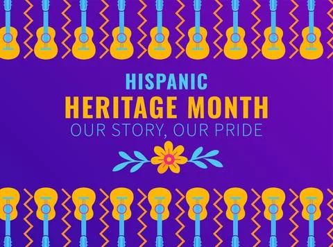 Hispanic heritage month guitar pattern with decorative cultural design Stock Illustration