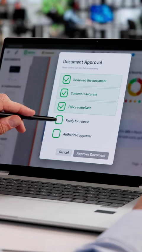Hispanic Man Using Cloud-Based Software To Review And Approve Documents Stock Footage 333399377