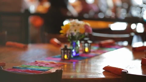 Hispanic mexican restaurant decorated table Stock Footage 111594227