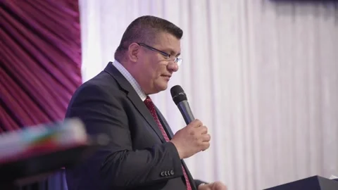 Hispanic Pentecostal Pastor Preaching Talking Stock Footage 146935898