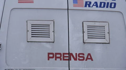 Hispanic Press Van - Prensa Stock Footage 50271368