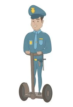 Hispanic security guard riding electrical scooter. Stock Illustration