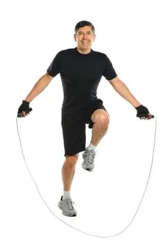 Hispanic Senior Jumping Rope Stock Photos