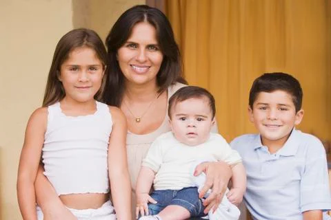 Hispanic woman and children Stock Photos