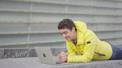 Hispanic young man having video conference on laptop Stock-Footage 222572879