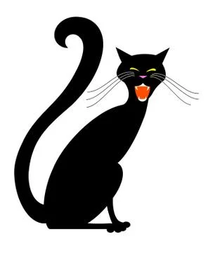 Hissing black cat Stock Illustration