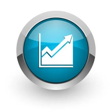 Histogram blue silver metallic chrome border web and mobile phone icon on whi Stock Illustration