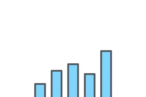 Histogram column data analysis chart on white color background Stock Illustration