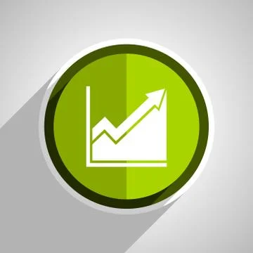 Histogram icon, green circle flat design internet button, web and mobile app  Stock Illustration