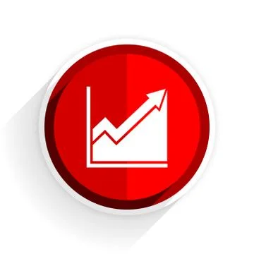Histogram icon, red circle flat design internet button, web and mobile app il Illustrazione stock