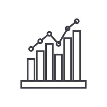 Histogram vector line icon, sign, illustration on background, editable strokes Illustrazione stock