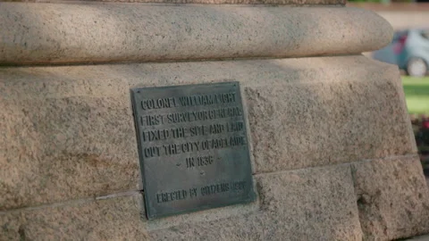 Historic Adelaide plaque at Colonel Light Statue 4k Video stock 201316545
