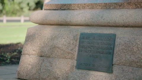 Historic Adelaide plaque at Colonel Light Statue 4k Stock Footage 201358613