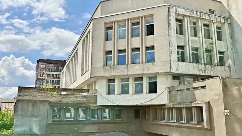Historic Administrative Building Under a Bright Blue Sky Stock-Footage 343705451