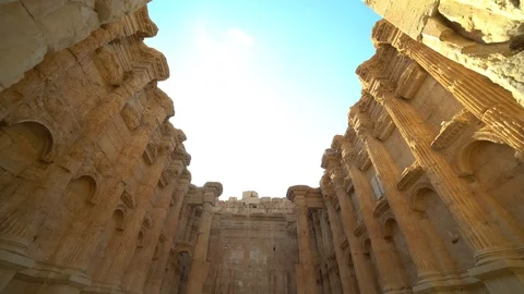 Historic ancient Roman Bacchus temple in Baalbek, Lebanon Stock Footage 101668985