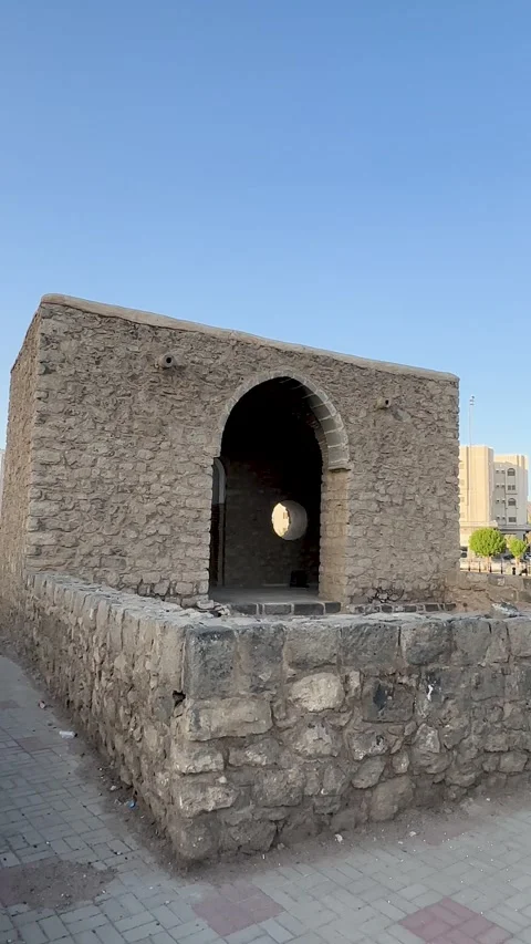 Historic Ancient Stone Mosque and Volcanic Rock Wall Video stock 335330686