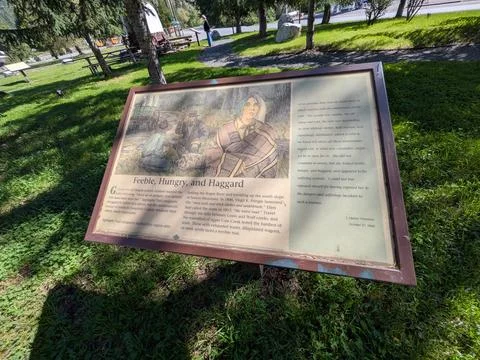 Historic Applegate Trail display titled “Feeble, Hungry and Haggard” Stock Photos