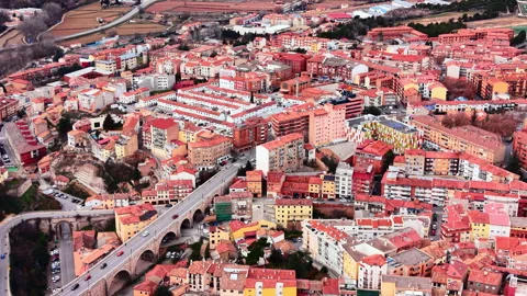 Historic architecture and stone bridge, Teruel, Spain Video stock 344694128