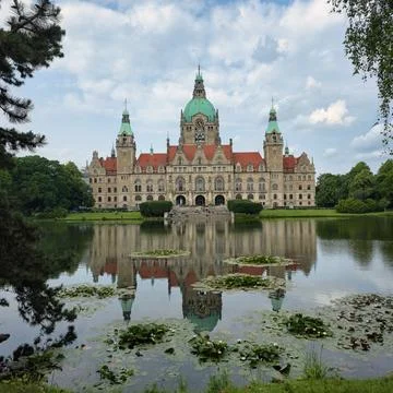 Historic Architecture Elegantly Reflected in the Tranquil, Serene Waters of Stock Photos