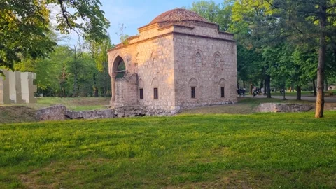 Historic Bali-Beg Mosque inside the Fortress of Niš, Serbia, now serving as an Stock Footage 340844838
