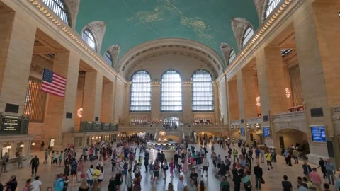 Historic Beaux Arts Main Concourse Interior Grand Central Terminal Video stock 337512890