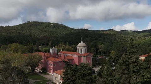 Historic bell tower and dome of the monastery church at Penha Longa Resort in Vídeos de archivo 328084657