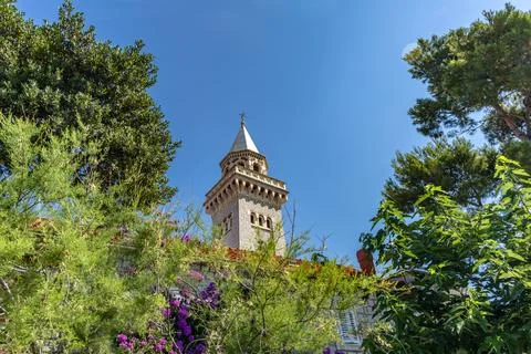 Historic Bell Tower of the Old Parish Church in Kastel Sucurac, Dalmatia, C.. Stock Photos