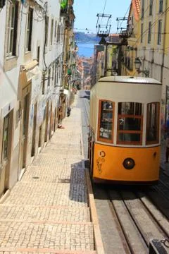Historic bica elevator (ascensor da bica) in lisbon, portugal Stock Photos