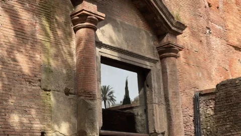 Historic Brick Structure with Old Window – Rome, Italy Stock Footage 309871621