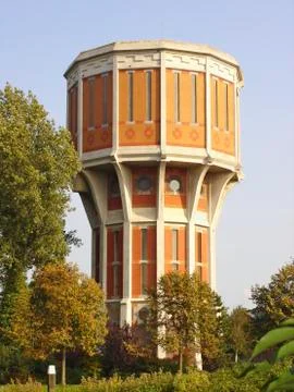 Historic brick twelve angular water tower Stock Photos