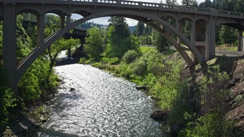 Historic Bridge Fly-though Stock Footage 154876813